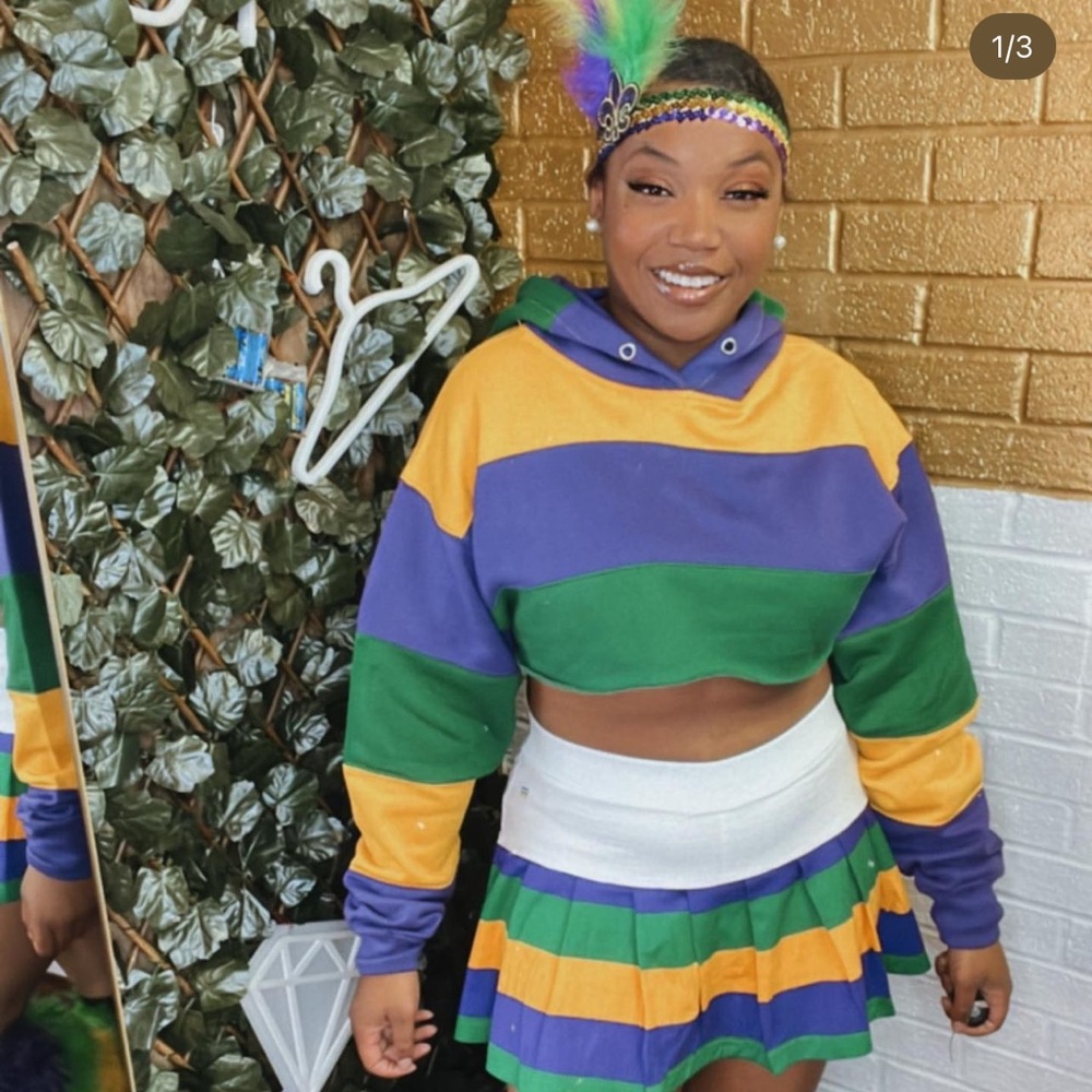 Crop Mardi Gras Hoodie